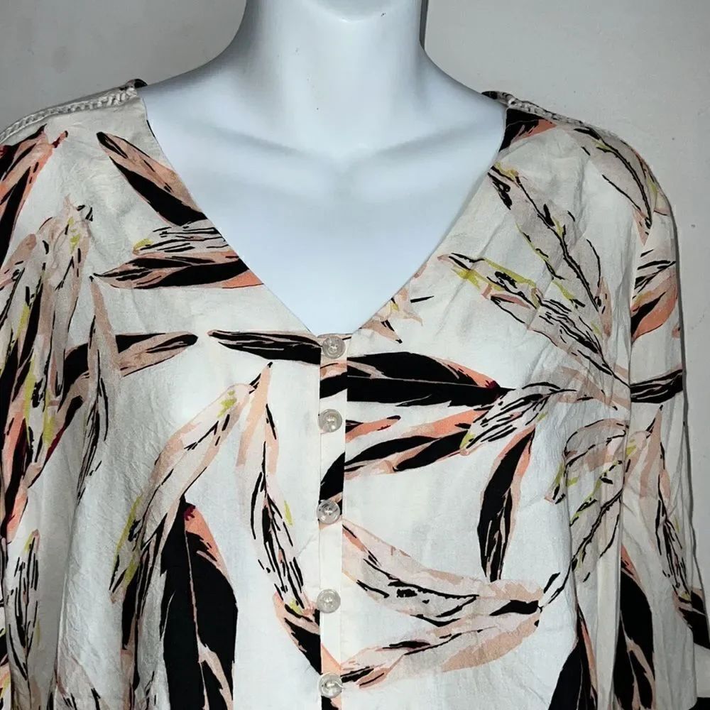 MAVEN WEST Luxe Soft Feather Pattern Blouse-M - Picture 2 of 8